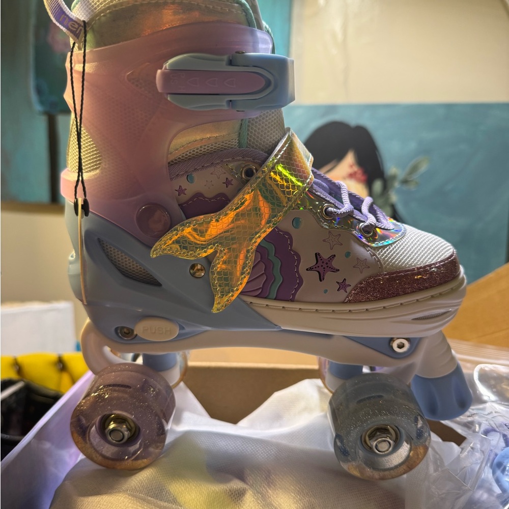 Colorful Kids' Roller Skates with Mermaid Design
